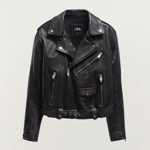 Zara grain genuine leather jacket. Black. Size M. Like new condition.